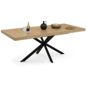 Table à manger extensible rectangle alix avec rangement 6-10 personnes bois et noir 160-200 cm - Bois-clair