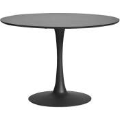 Table à manger ronde en mdf avec armature en métal laqué noir - Diamètre 110 x Hauteur 75 cm Pegane