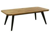 Table basse bois massif rustique pieds noir 136 cm - chalet