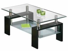 Table basse en chrome et verre de sécurit noir - dim : l100 x h60 x p45 cm -pegane- PEGANE
