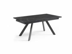 Table extensible 160-240 cm céramique noir marbré pieds inclinés - indiana 08