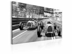 Tableau sur toile décoration murale image imprimée cadre en bois à suspendre anciennes voitures de course 60x40 cm 11_0008620