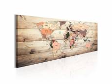 Tableau sur toile décoration murale image imprimée cadre en bois à suspendre cartes du monde : carte des rêves 150x50 cm 11_0004557
