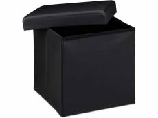 Tabouret pouf banquette pliant meuble de rangement stable synthétique 38 cm noir helloshop26 13_0002806_3