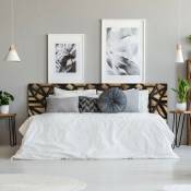 Tête de lit pvc Lit Décoratif Economique Abstrait Design Bois et Plastique Noir Différentes tailles - 100 cm x 100 cm