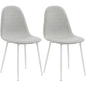 Venture Home - Chaise en tissu avec pieds en acier Polar (Lot de 2) Gris clair et blanc - Gris clair et blanc