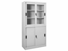 Vidaxl armoire à bureau porte coulissante gris clair 90x40x180cm acier