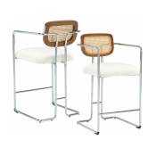 Wahson Office Chairs - Tabourets de Bar Moderne Chaise de Bar Lot de 2 Chaise Haute Cuisine Pied Métal Chaise de Bar avec Dossier Rotin, Fausse