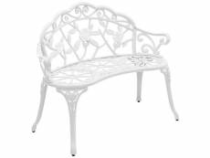 Banc chaise siège de jardin fonte résistant aux intempéries 100 cm blanc helloshop26 03_0001007