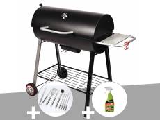Barbecue à charbon sur chariot Michigan - Somagic + Malette de 8 accessoires inox + Dégraissant pour barbecue