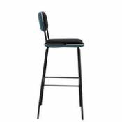 Chaise de bar Double Jeu / H 76 cm - Rembourré - Maison Sarah Lavoine bleu en tissu