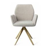 Chaise de salle à manger grise pretty plaster avec pieds rotatifs métal doré Misaki -