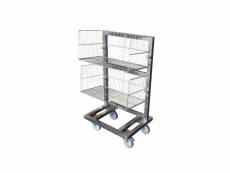 Chariot inox support 2 paniers à barquettes - l2g