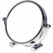 Csparkv - Miroir Maquillage Grossissement x10, 6 inch Compact Miroir Cosmétique sur Pied, Chrome, ø 15,3 cm, 100% et 1000% orientable sur 360°, Haute