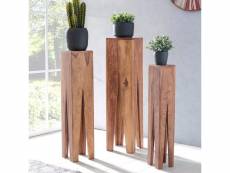 Finebuy tables gigognes ensemble trois pièces bois massif 25 x 100 x 25 cm | table d'appoint style maison de campagne | meubles en bois table basse |