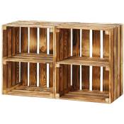 Grandbox - Caisse en bois flammé avec étagère 50x40x30