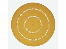Homescapes tapis rond tissé à plat en coton ajouré jaune moutarde, 120 cm RU1353C