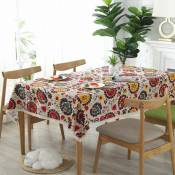 Ineasicer - Nappes en Coton Nappe de Coton Lin Sun Flower Table Cloth Lace Cover de Table Polyvalent intérieur et extérieur (Diamètre 140×250CM,
