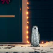 Inlife - Silhouette de pingouin de Noël led Acrylique 30 cm - Gris