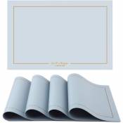 Jn.songs - Lot de 4 Set de Table Antidérapant Style Moderne Résistant à L'usure à Chaleur en PU 45×30 cm - Bleu