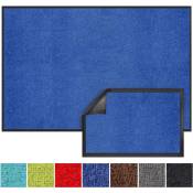 Karat - Tapis de Porte Paillasson d'entrée Monochrom Bleu 135 x 200 cm - Bleu