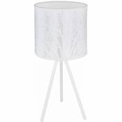 Lampe de chevet lampe d'appoint lampe de table salon trépied lampe de bureau blanc avec abat-jour motif arbre, métal plastique, 1x E14, DxH 16x35 cm