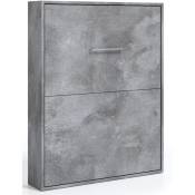 Les Tendances - Lit escamotable vertical 140x190 gris ciment Banila