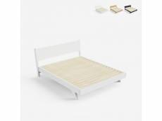 Lit 2 places design moderne 160x190 avec sommier à lattes et coussins rust LLB Living Life Bed