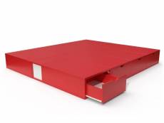 Lit double avec rangement tiroirs cube 160x200 rouge