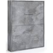 Lit escamotable vertical 140x190 gris ciment Banila