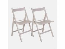 Lot de 2 chaises pliantes modernes en bois, pour balcon ou jardin, cm 42x48h79, assise h cm 47, couleur blanche 8052773728126