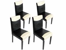 Lot de 4 chaises de séjour littau, simili-cuir, noir-crème,