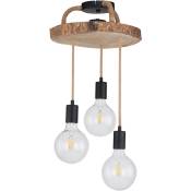 Luminaire suspendu Vintage Spots de plafond Corde de chanvre Lampe à pendule en bois Rétro Éclairage de salon Globo 15369-3