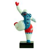 Meubletmoi - Statue femme jambe levée avec motif bleu et rouge H33 cm - lady pirate