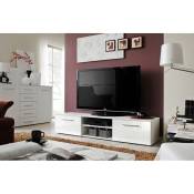 Meublorama - Meuble tv design collection bonoo 180 cm. Coloris blanc finition glossy - Blanc