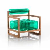 Mojow Design - yoko eko fauteuil cadre bois crsytal