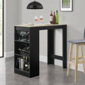 Nova - Table haute de la barre 110 x 50 x 103 cm de la cuisine de cuisine avec 3 étagères différentes couleurs Couleur : Effet noir / chêne