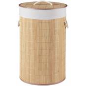 Panier à linge 68 litres en bambou 60 x 38 cm naturel gris clair