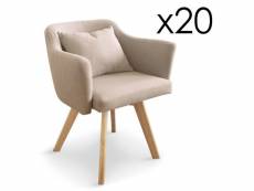 Paris prix - lot de 20 fauteuils design "delante" 67cm beige