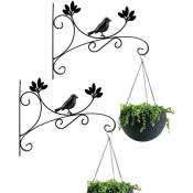 Petites Ecrevisses - 2x Crochet Suspension Plante Forme de Oiseaux Supports de Panier Suspendus en Métal pour Jardin Balcon Noir