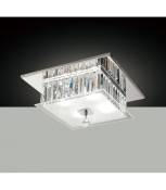 Plafonnier Tosca carré 4 Ampoules chrome poli/verre/cristal