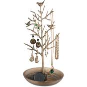 Porte-bijoux en forme d'arbre, pour colliers, boucles d'oreilles, bracelets, HxLxP 30 x 16 x 15 cm, doré - Relaxdays