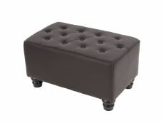 Pouf pour fauteuil de luxe lounge relax chesterfield similicuir ~ pieds ronds, brun antique