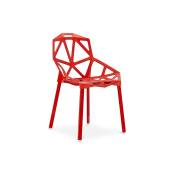 Privatefloor - Chaise de salle à manger design Hit - pp et métal Rouge - Métal, pp - Rouge