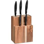 Relaxdays - Bloc à couteaux acacia non garni, Porte-couteaux bois, Rangement couteaux universel hlp 24x18x11,5cm, naature