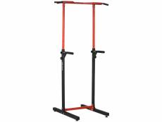 Station de musculation multifonction - barre de traction chaise romaine - hauteur réglable 6 niv. - acier noir rouge