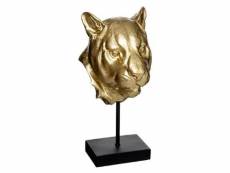 Statuette déco "tête de lion" 35cm or & noir