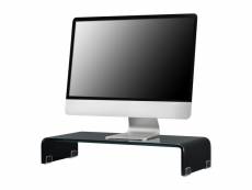 Support d'écran réhausseur de moniteur pour télé moniteur ordinateur portable jusqu'à 30 kg en verre 60 x 25 x 11 cm noir laqué [en.casa]