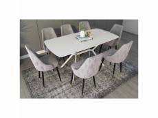 Table à manger extensible laqué blanc pieds métal 4-6 personnes araxie ZL202000481-TAB-BLA