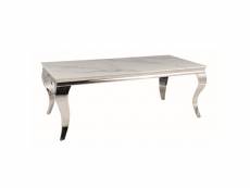 Table basse baroque métal & céramique blanc 120cm